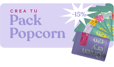 Imagen con un texto que pone "Crea tu Pack -15% de descuento" y unas imagenes de bolsas de flores de CBD juntas de distintas variedades.