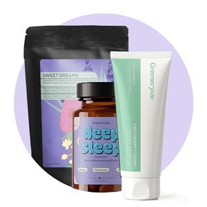 Categoría Wellness de Greenery 420 con infusiones de cáñamo, gominolas con melatonina, crema CBD Forte y más productos de bienestar.