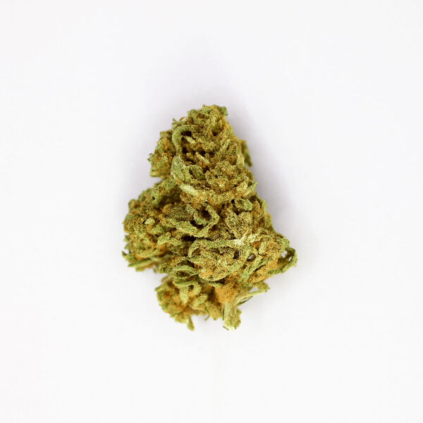 Cogollo de CBD variedad Skywalker sobre fondo blanco.